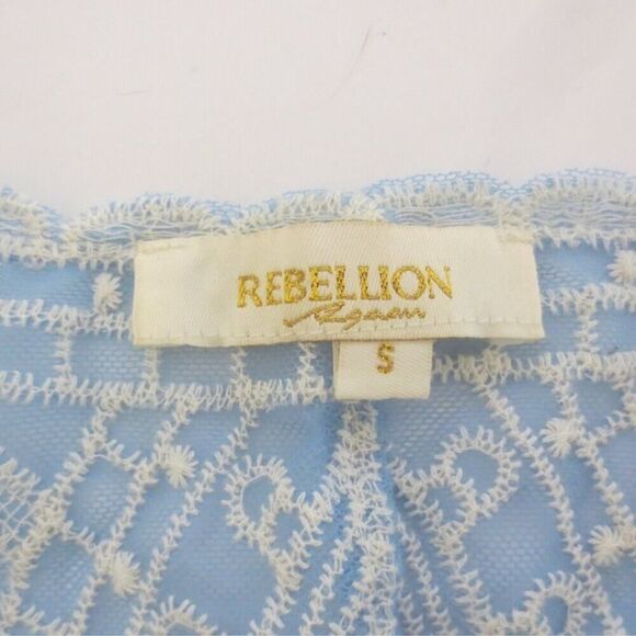Rebellion Again Blue & White Lace Cover Up Kimono in Floral Medallion Sz S NWOT - Picture 8 of 9